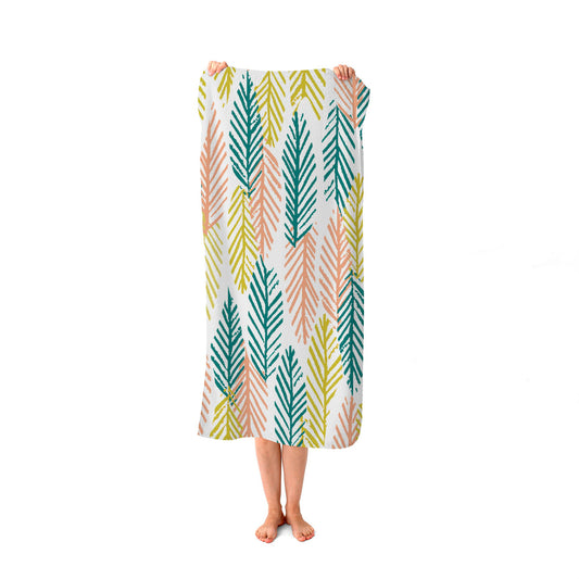 Scandinavian Style Foliage Beach Towel