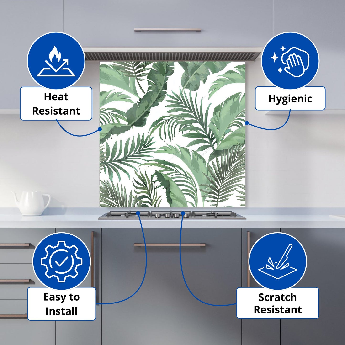 Trendy Tropical Leaves Kitchen Splashback