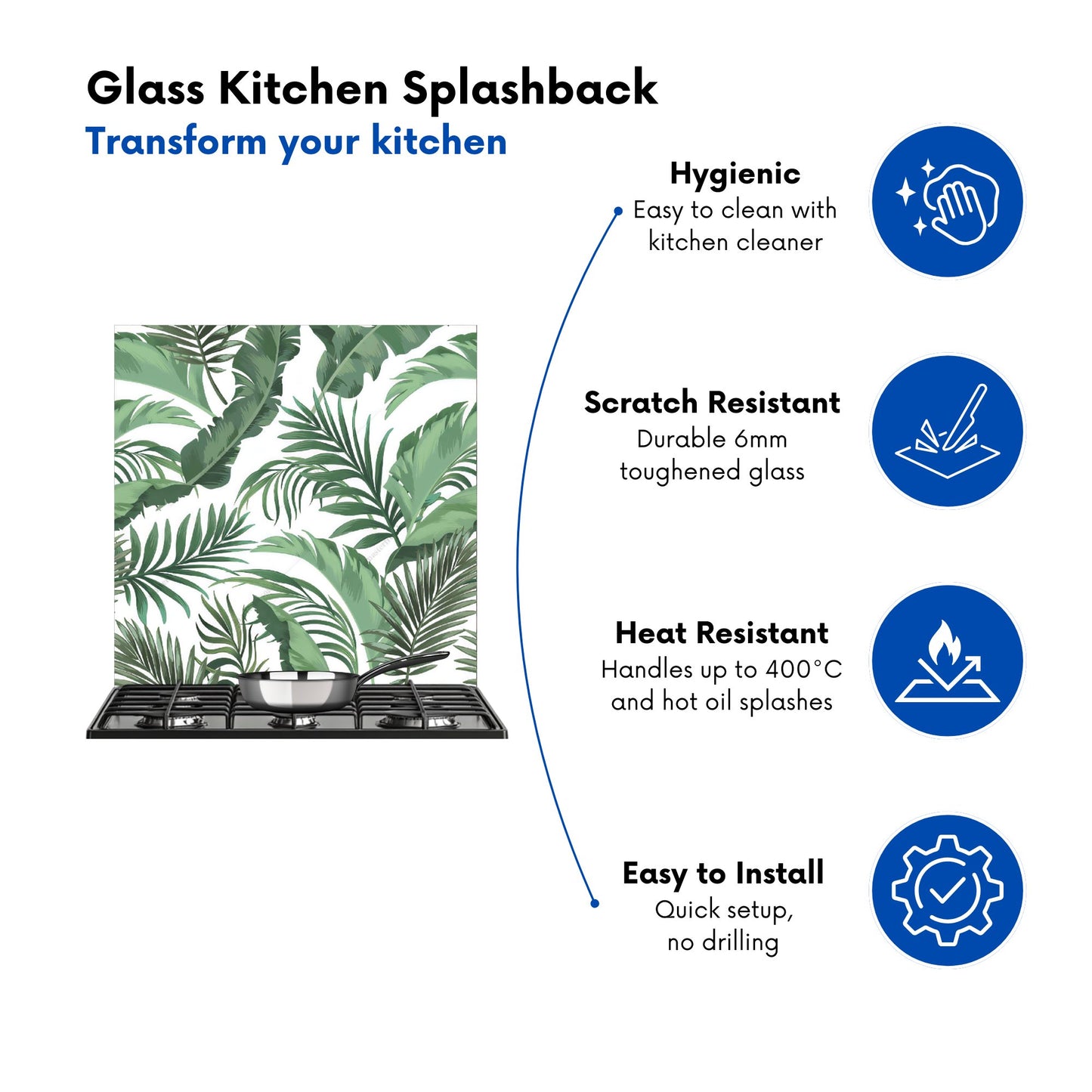 Trendy Tropical Leaves Kitchen Splashback