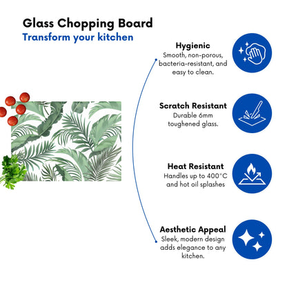 Trendy Tropical Leaves Glass Chopping Board