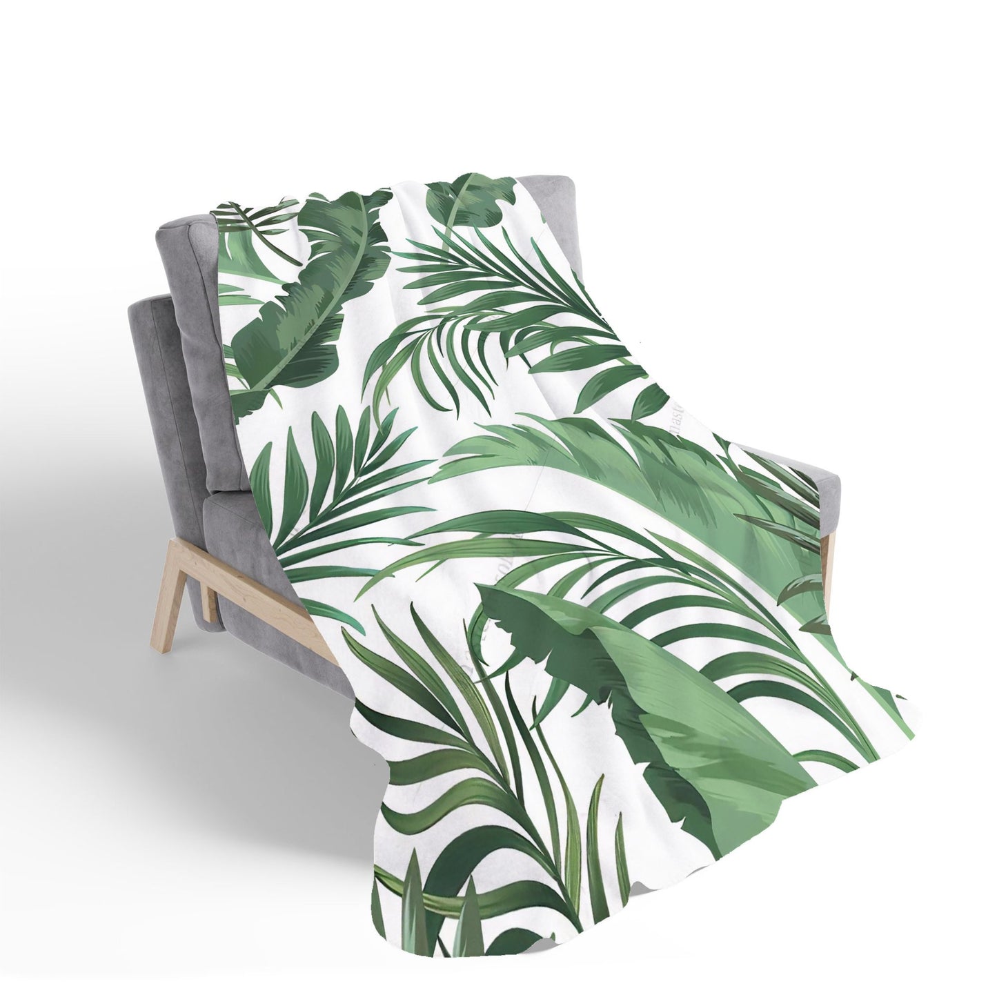 Trendy Tropical Leaves Sherpa Blanket