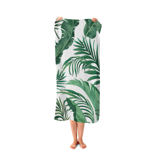 Trendy Tropical Leaves Beach Towel