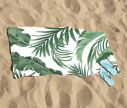 Trendy Tropical Leaves Beach Towel
