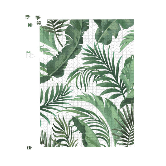 Trendy Tropical Leaves Jigsaw Puzzle