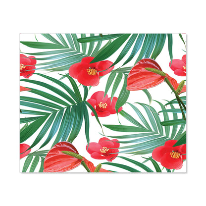 Tropical Flowers, Palm Leaves Hawaiian Kitchen Splashback