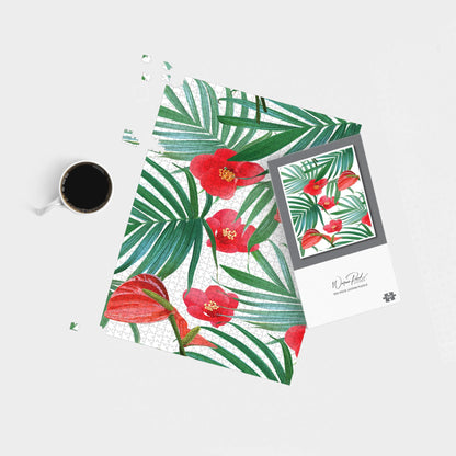 Tropical Flowers, Palm Leaves Hawaiian Jigsaw Puzzle