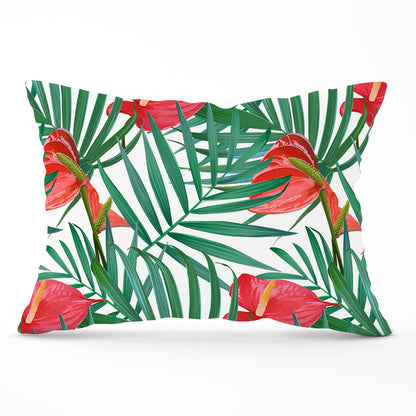 Tropical Flowers And Palm Leaves Cushions
