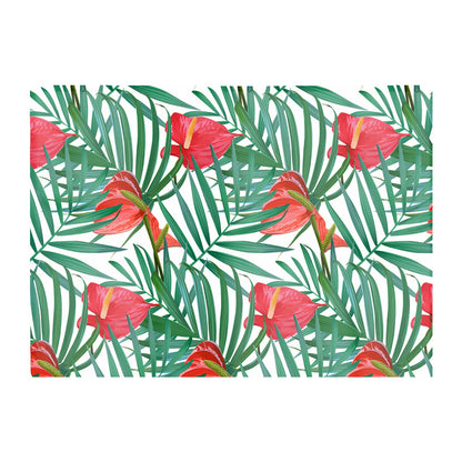 Tropical Flowers And Palm Leaves Glass Chopping Board