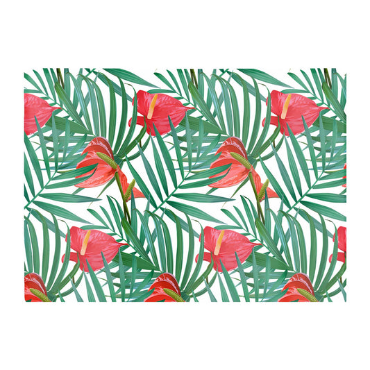 Tropical Flowers And Palm Leaves Glass Chopping Board