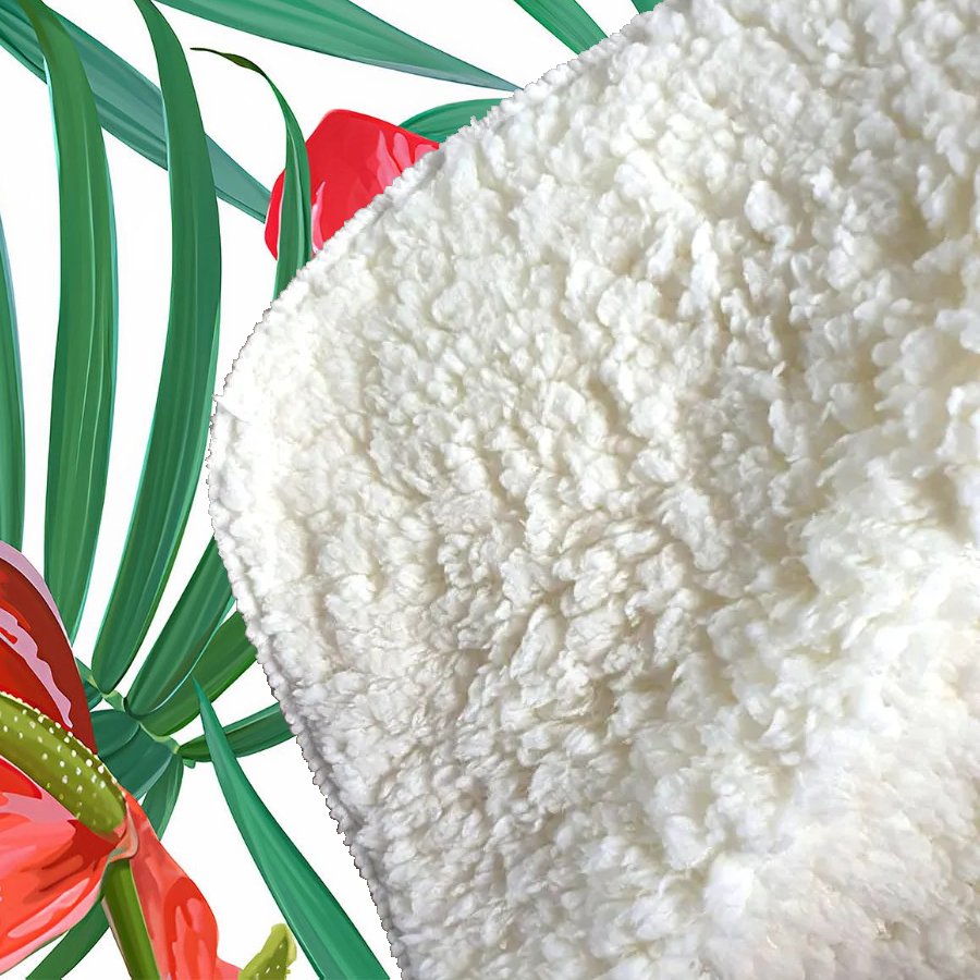 Tropical Flowers And Palm Leaves Sherpa Blanket