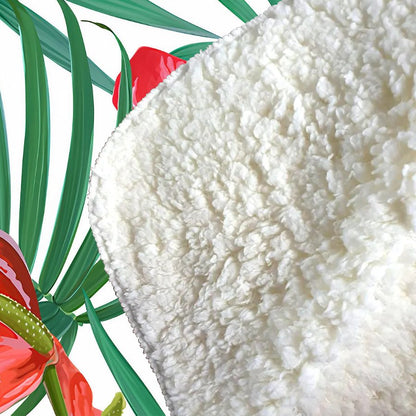 Tropical Flowers And Palm Leaves Sherpa Blanket