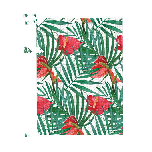 Tropical Flowers And Palm Leaves Jigsaw Puzzle