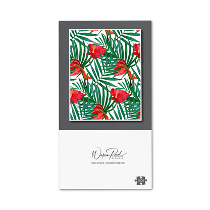 Tropical Flowers And Palm Leaves Jigsaw Puzzle
