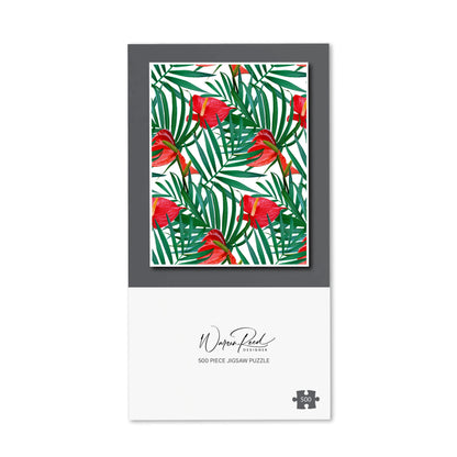 Tropical Flowers And Palm Leaves Jigsaw Puzzle
