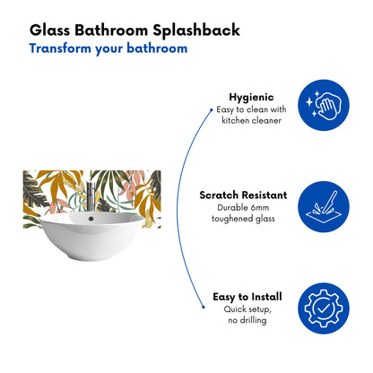 Tropical Leaves Glass Bathroom Splashback