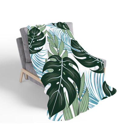Tropical Pattern, Bright Plants, Flowers Sherpa Blanket
