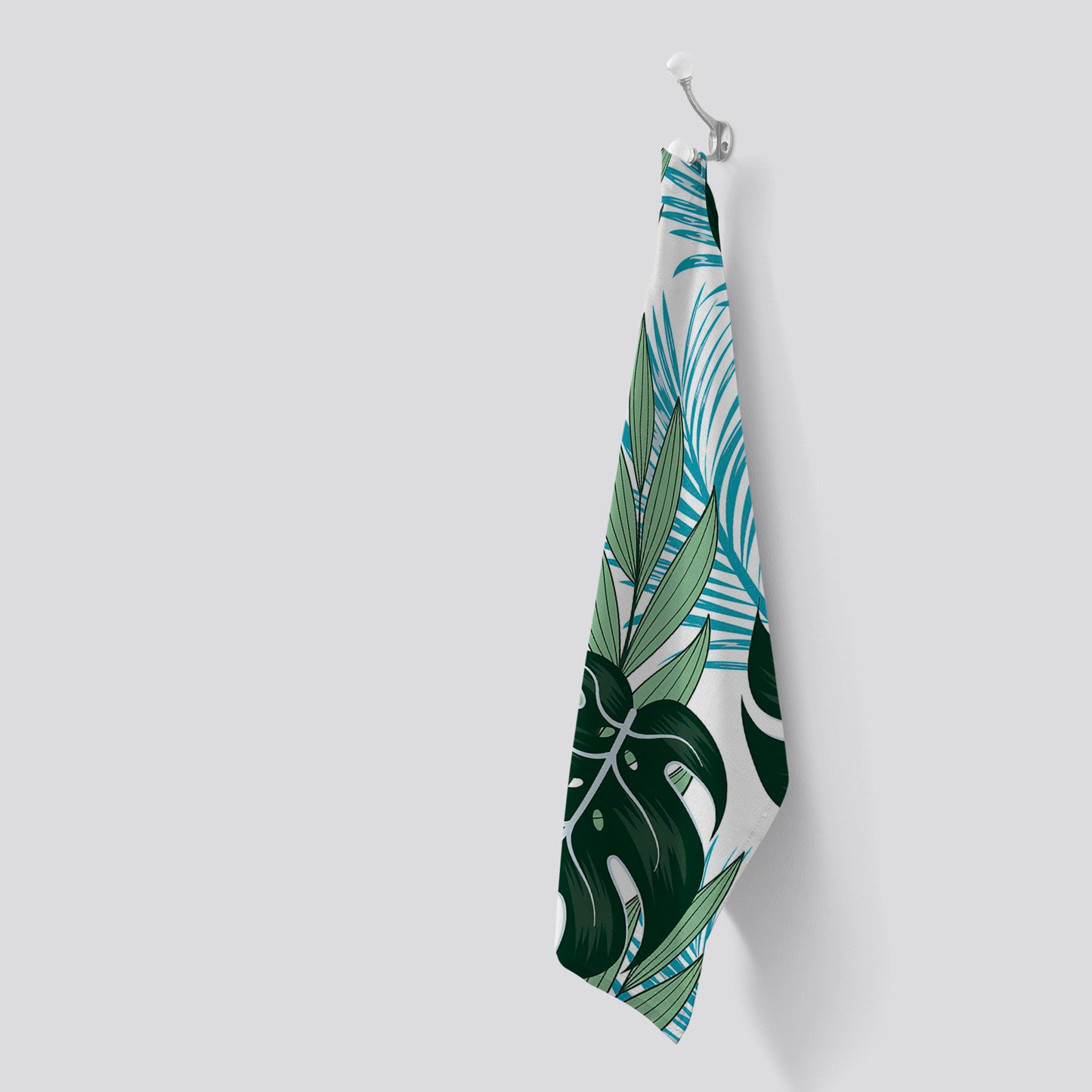 Tropical Pattern With Bright Plants And Flowers Tea Towel