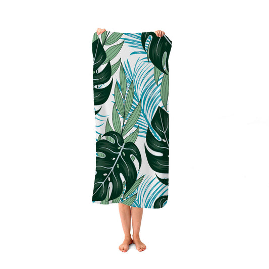 Tropical Pattern, Bright Plants, Flowers Beach Towel