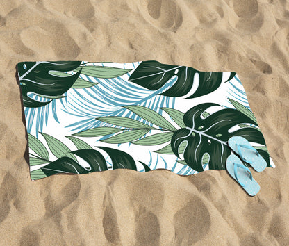 Tropical Pattern, Bright Plants, Flowers Beach Towel