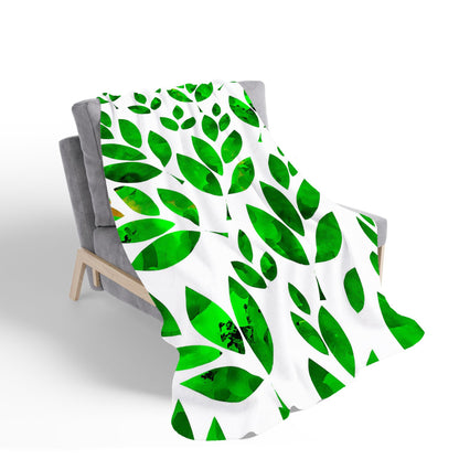 Watercolor Abstract Leaves Sherpa Blanket