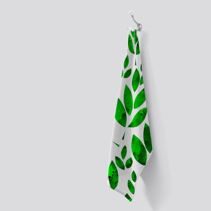 Watercolor Abstract Leaves Tea Towel