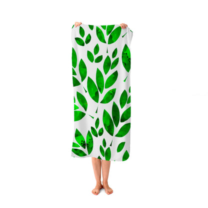 Watercolor Abstract Leaves Beach Towel