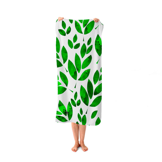 Watercolor Abstract Leaves Beach Towel
