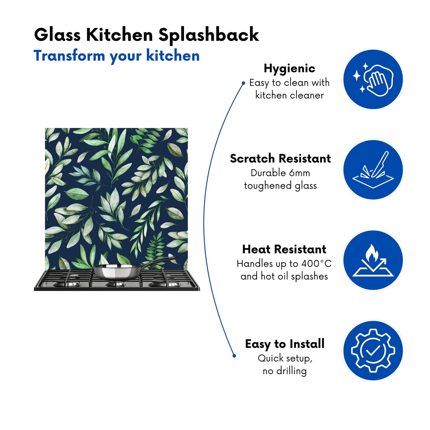 Watercolor Leaves Kitchen Splashback