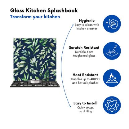 Watercolor Leaves Kitchen Splashback