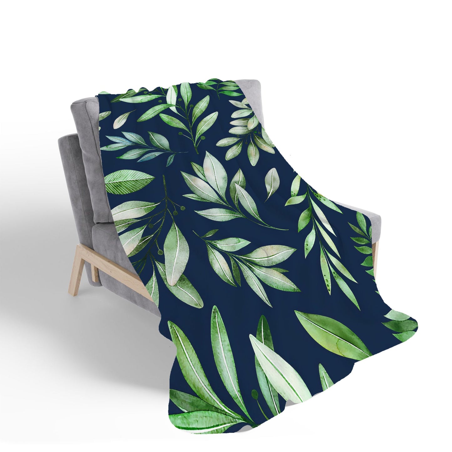 Watercolor Leaves Sherpa Blanket