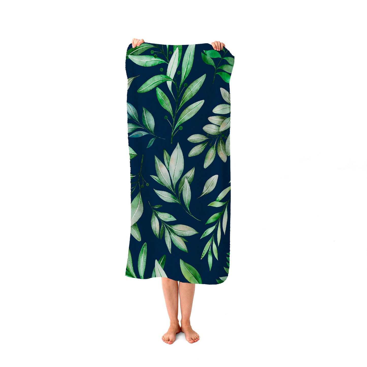 Watercolor Leaves Beach Towel