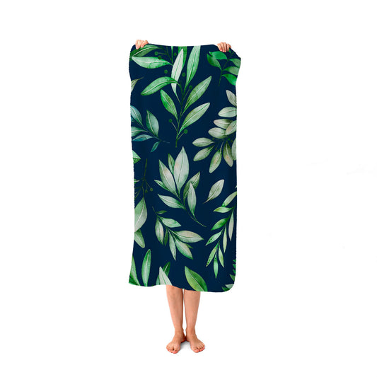 Watercolor Leaves Beach Towel