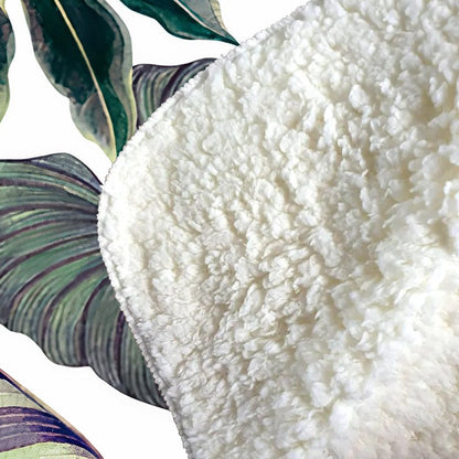 Watercolor Tropical Leaf Sherpa Blanket