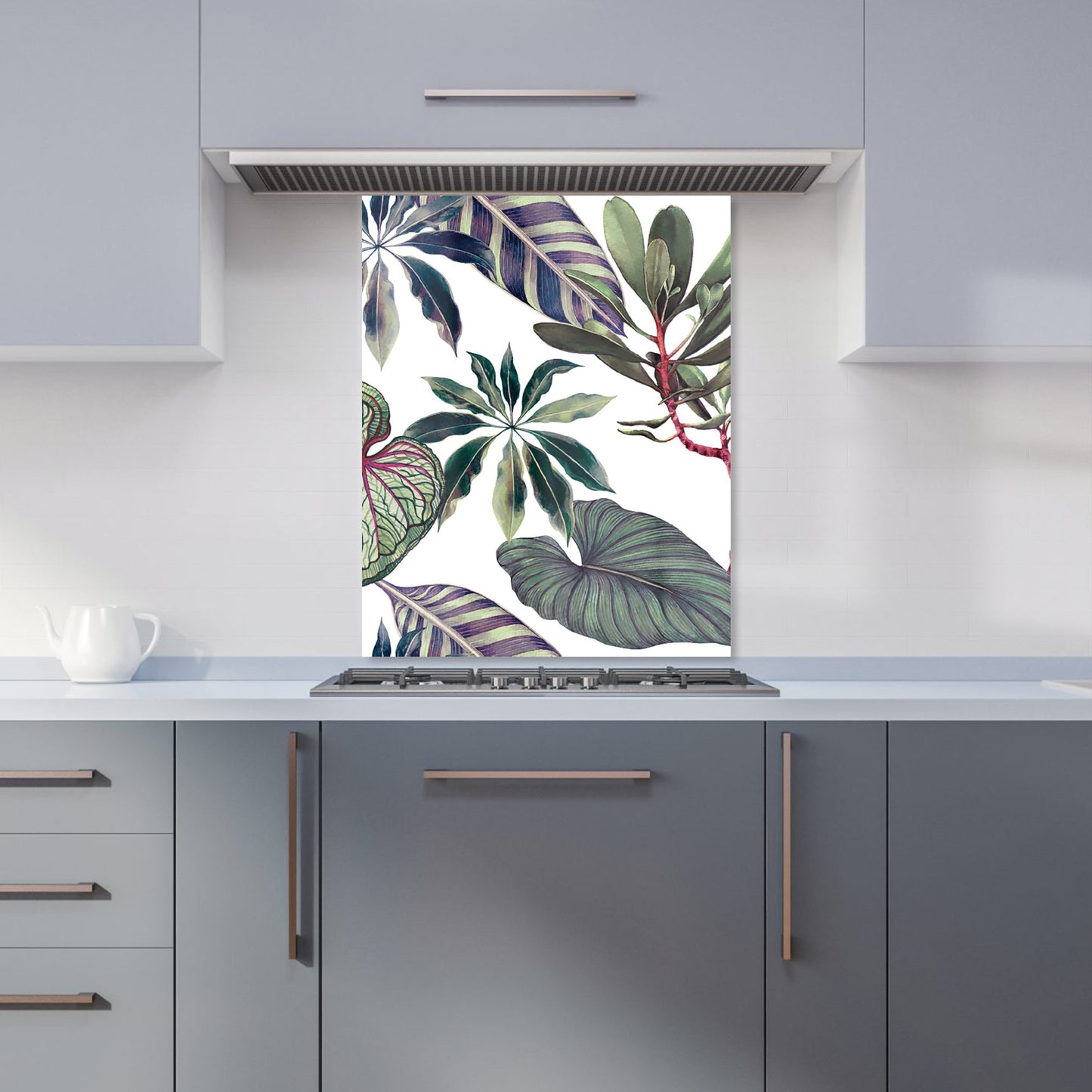 Watercolor Tropical Leaf Kitchen Splashback