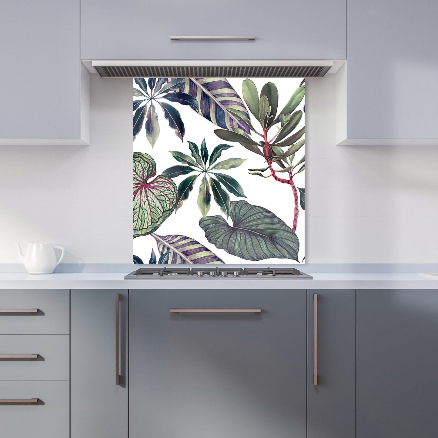 Watercolor Tropical Leaf Kitchen Splashback
