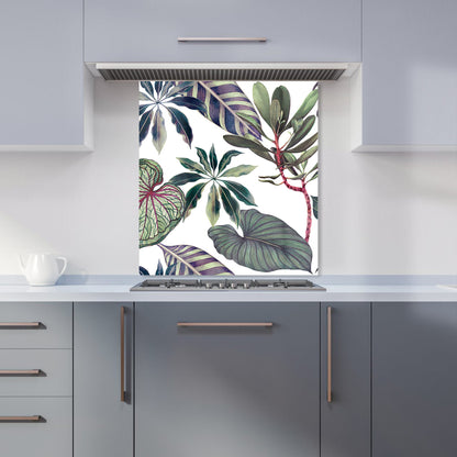 Watercolor Tropical Leaf Kitchen Splashback