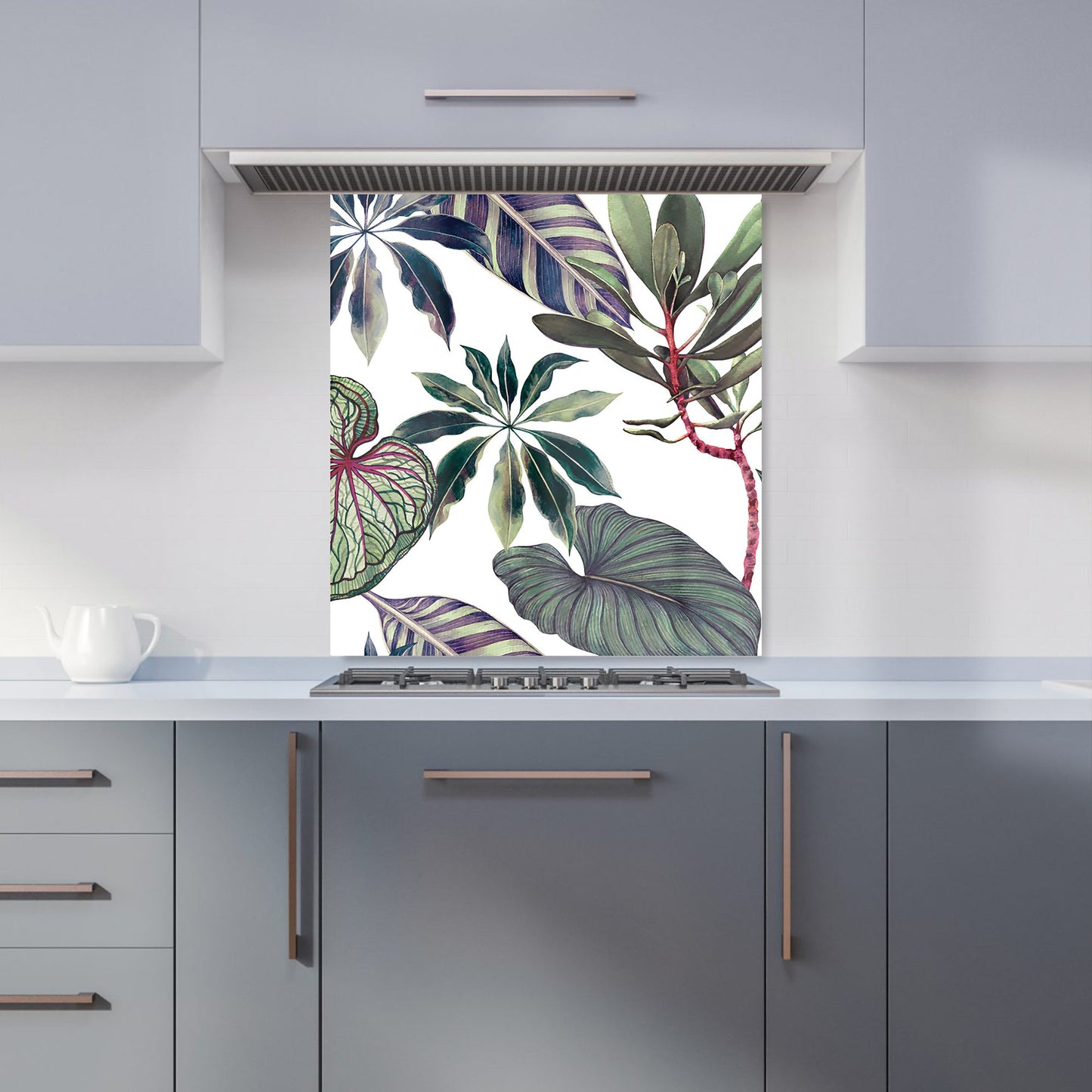 Watercolor Tropical Leaf Kitchen Splashback