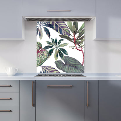 Watercolor Tropical Leaf Kitchen Splashback