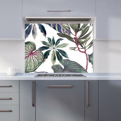 Watercolor Tropical Leaf Kitchen Splashback