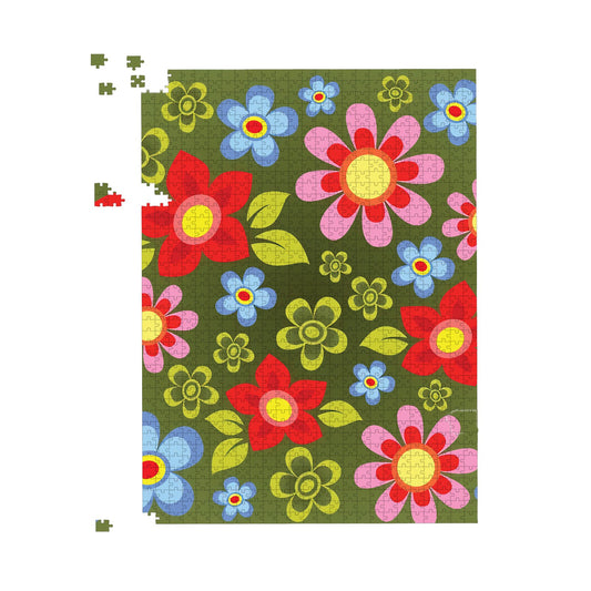 Red And Blue Flowers Jigsaw Puzzle