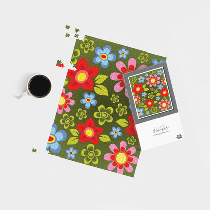 Red And Blue Flowers Jigsaw Puzzle