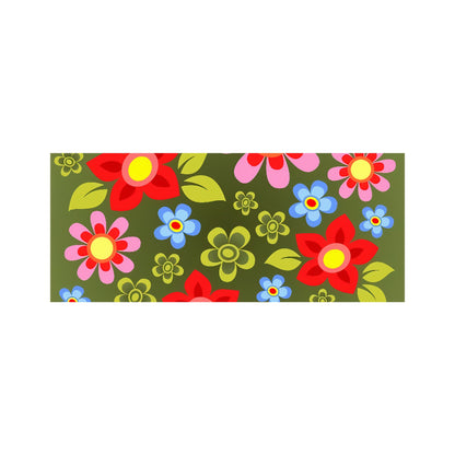Red And Blue Flowers Glass Bathroom Splashback