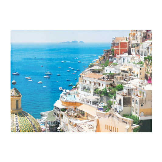 Positano With Flowers Italy Glass Chopping Board