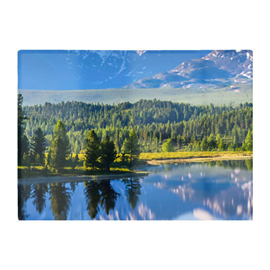 Summer Mountain Lake Glass Chopping Board