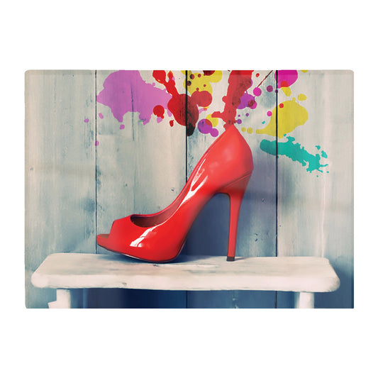 Retro Red Shoes Glass Chopping Board