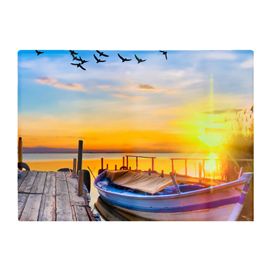 Sunset Of Colours At The Lake Glass Chopping Board