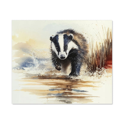 Wading Badger Watercolour Kitchen Splashback