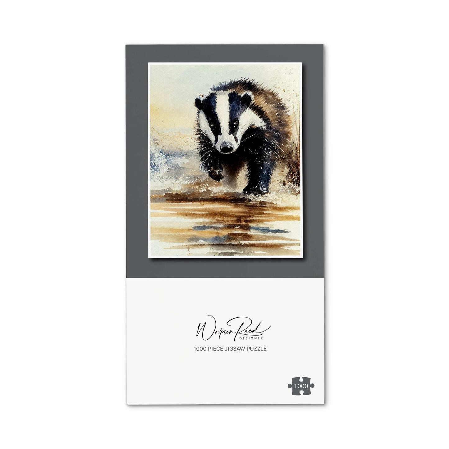 Wading Badger Watercolour Jigsaw Puzzle