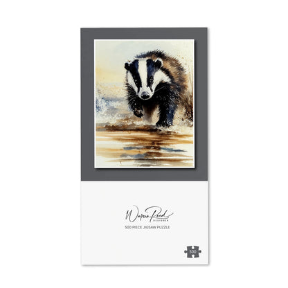 Wading Badger Watercolour Jigsaw Puzzle