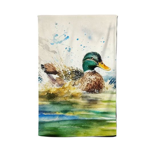 Splashing Mallard Watercolour Tea Towel